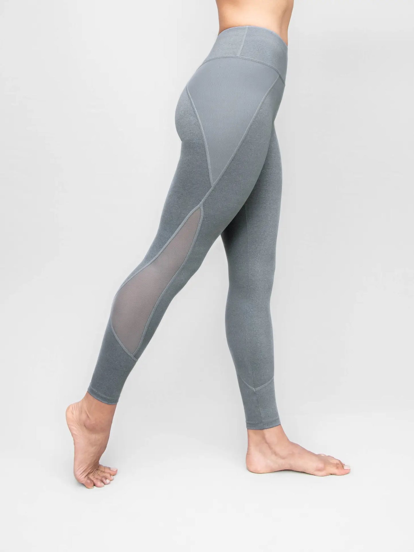 Fine Heather Leggings with Power Mesh Inserts